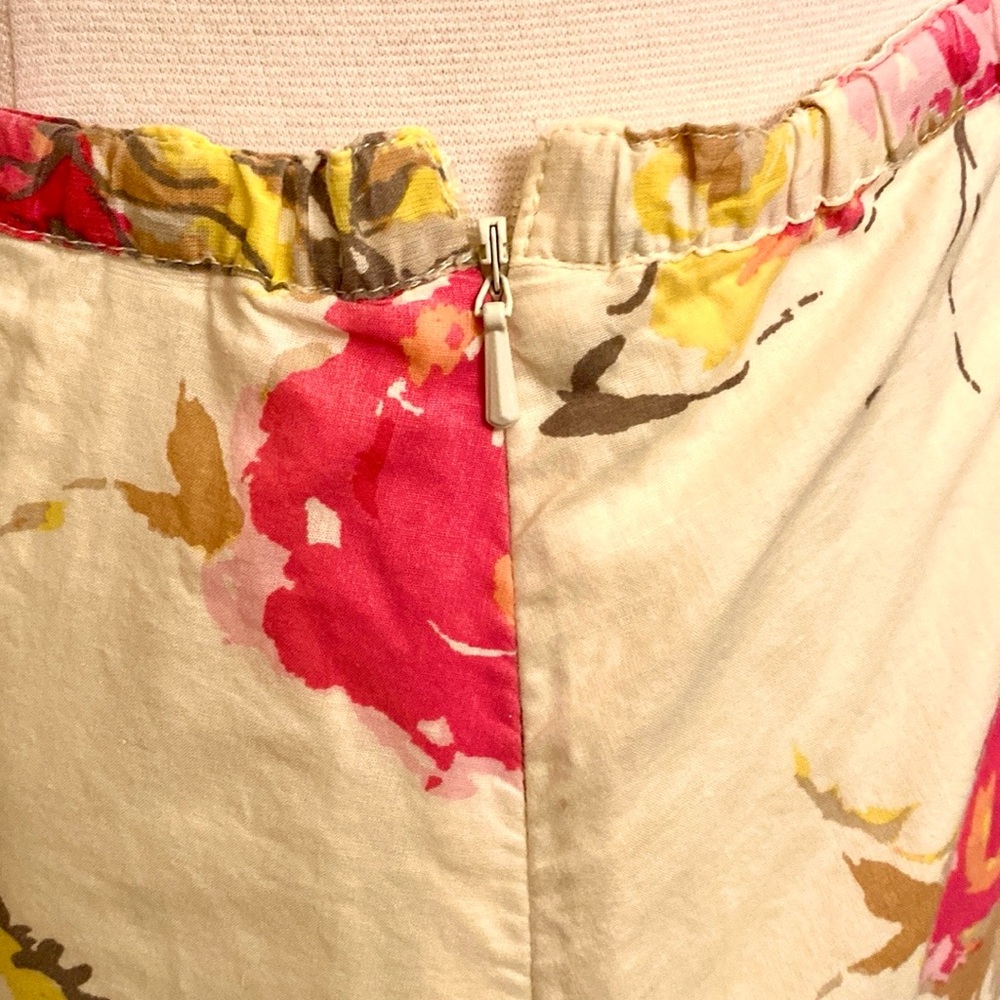 J. Jill Petite Vintage Yellow Pink Floral Butterfly XSP Boho Chic Spring Skirt - Picture 6 of 12